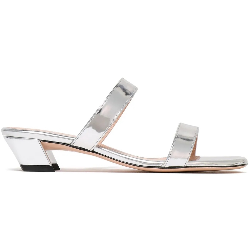 Stuart Weitzman Mirrored Leather Sandals
